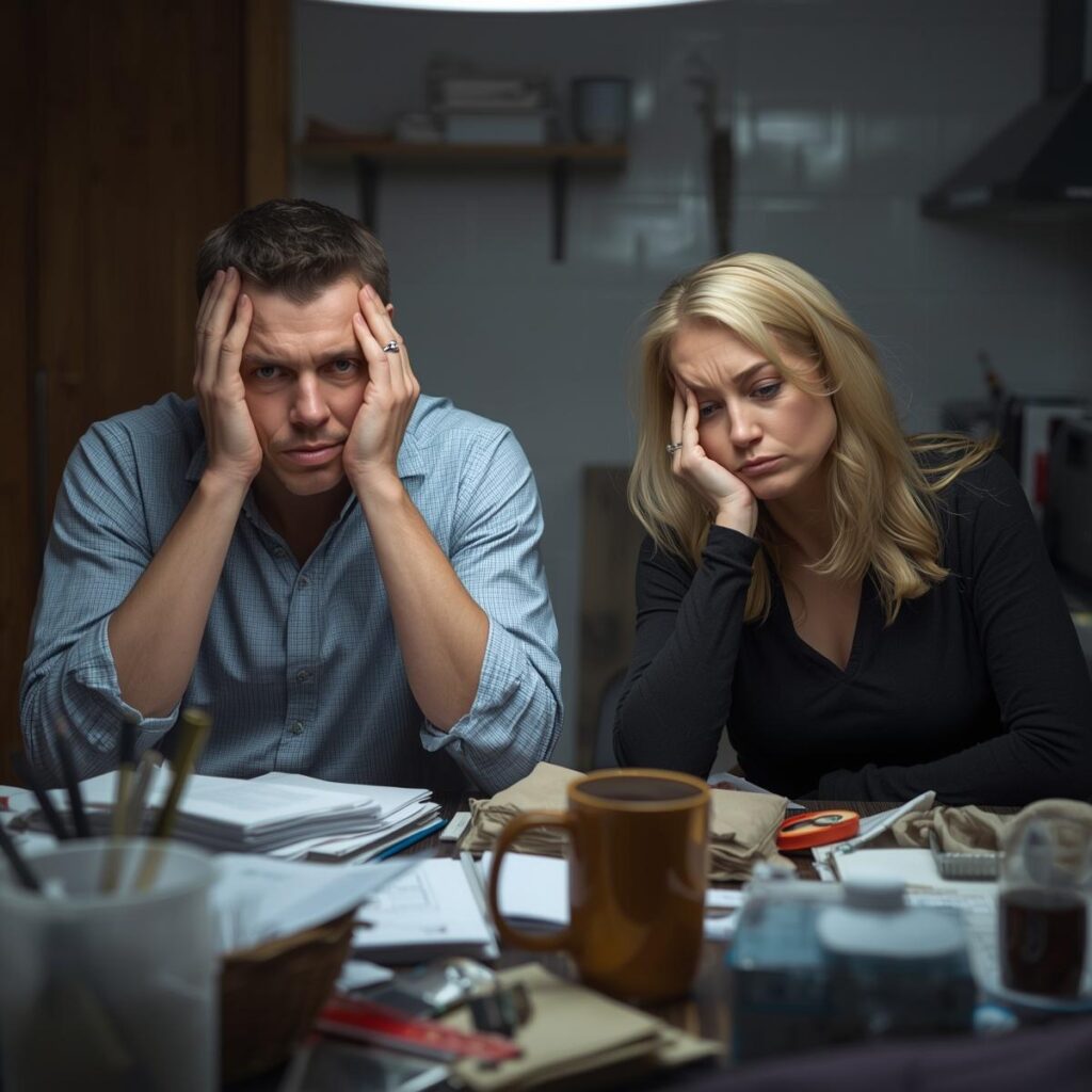 Family planning a home move at kitchen table