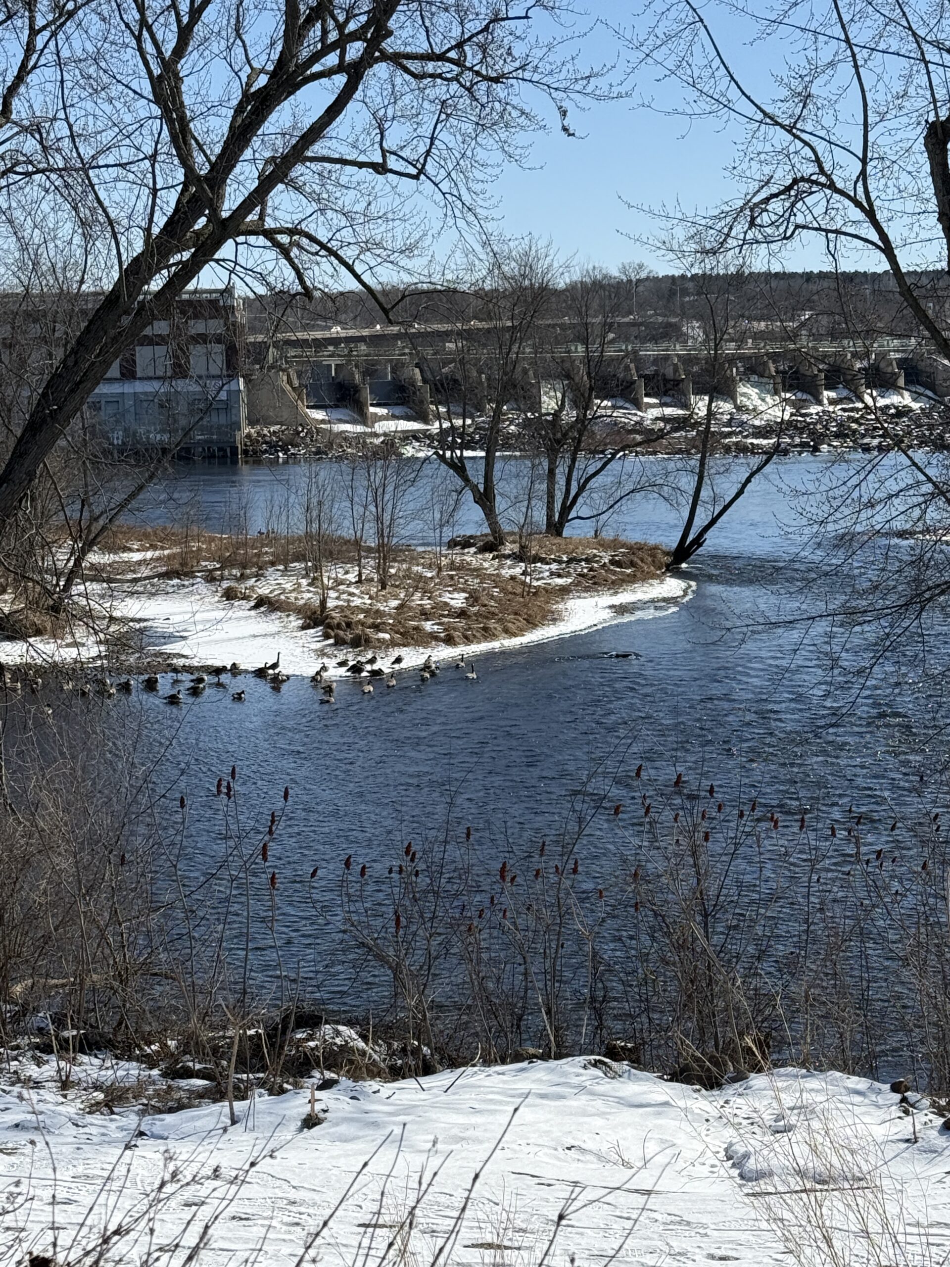 Chippewa Falls downtown hydroelectric dam along the Chippewa River in Wisconsin